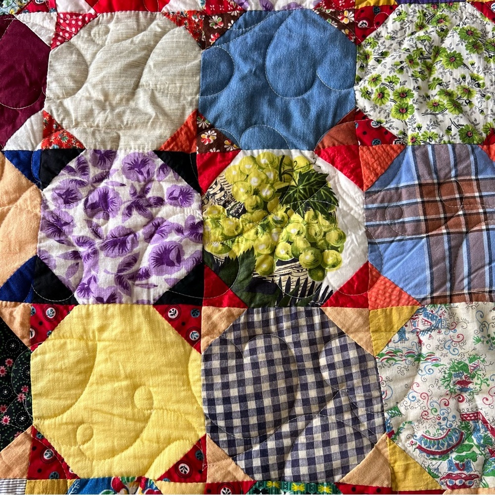 Vintage Patchwork Quilt – Handmade – 85” x 75” - Picture 3 of 12